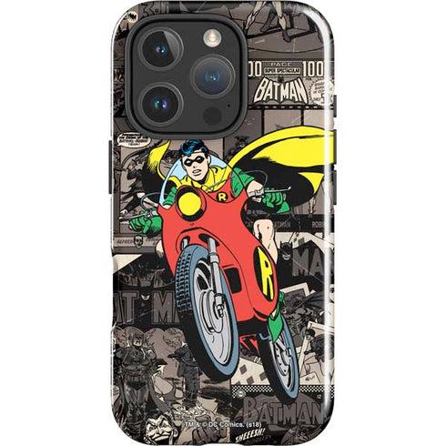 DC Comics Robin Vintage Action pose pattern iPhone 16 Pro Impact Case